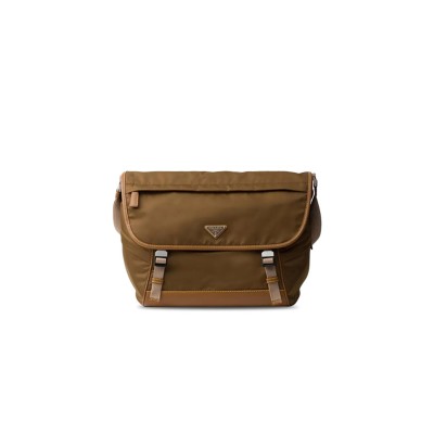 PRADA LARGE RE-NYLON AND SUEDE SHOULDER BAG 2VD052 (30*27.5*14.5cm) 